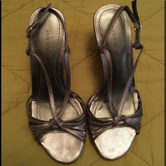 Pewter Silver, strappy dress wedge sandals shoes - Picture 2 of 4
